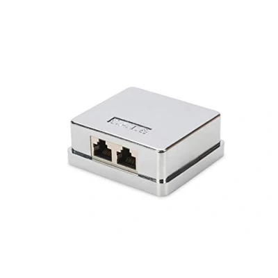Image de DIGITUS Prise de raccordement Cat 6 2 Port RJ45 Boîtier en saillie réseau LSA pince coupante Blindé Argenté
