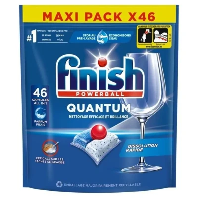 Image de Finish Quantum Pastilles Lave Vaisselle All in One Parfum Frais 46 Tablettes