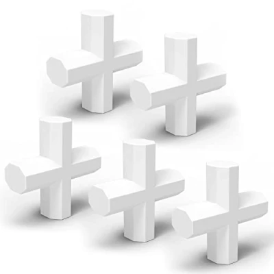 Image de stonylab Lot de 5 Barres D&#039;agitation Magnétiques en Forme Croix, Blanches PTFE 10 x 3 mm pour Agitateurs