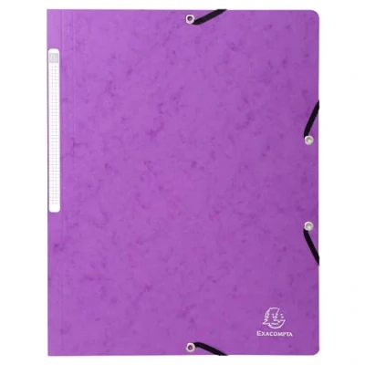 Image de Exacompta Réf. 5568E Carton de 25 chemises à élastiques sans rabat pochettes en carte lustrée 400 g/m2 dimensions 24 x 32 cm pour documents au format A4 couleur violet