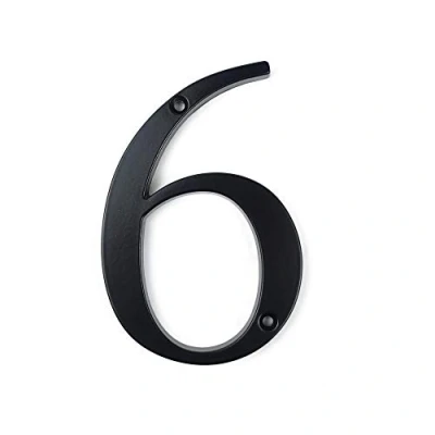 Image de HASWARE Plaque de numéro maison 4 pouces (10 cm) Numéros porte modernes signalisation d&#039;adresse la en alliage zinc (6, Noir)