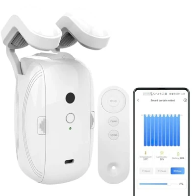 Image de Ouvre Rideau Automatique Intelligent, Tuya Smart WiFi Rideau, 3 en 1 Bluetooth Télécommande Robot de Commande vocale pour Alexa Google Home, Tringle Romaine/Rail T/U (1 Pcs)