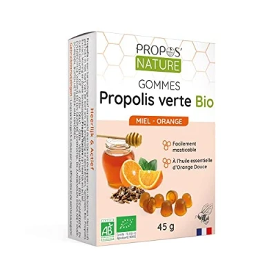 Image de Propos Nature Gommes De Propolis Verte Bio Miel Orange (Certifiées Ab) Contenance : 45G