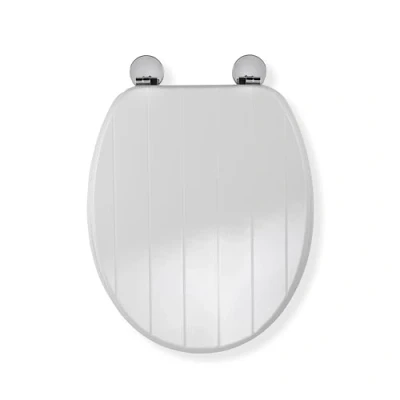 Image de Croydex Flexi Fix Kielder Siège de Toilette Universel à adhérence renforcée, Bois Dense, Blanc, 45.5 x 37.5 6 cm