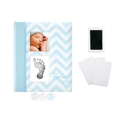 Image de Pearhead P62201 Livre souvenir avec motif Zig Zag et tampon encreur Clean Touch, Bleu [importé de royaume uni]