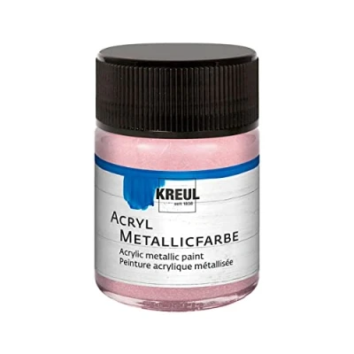 Image de Kreul 77586 acrylique métallique, 50 ml verre en or rose peinture glamour à effet métallique base d&#039;eau, couvrante et crémeuse, séchage rapide résistante l&#039;eau