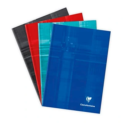 Image de Clairefontaine 9512C Un Cahier Brochure Rembordée Rigide A5 14,8x21 cm 192 Pages Petits Carreaux Papier Blanc 90 g Couverture Carte Pelliculée Couleur Aléatoire
