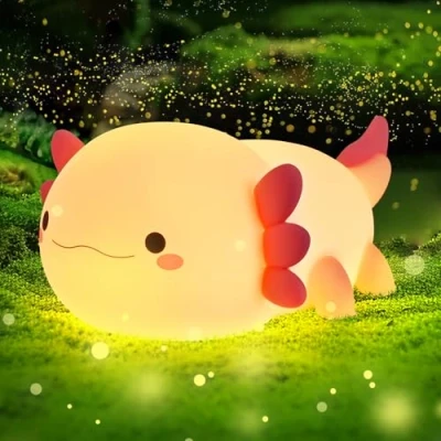 Image de Euakee Axolotl Veilleuse, Lampe Axolotls pour Enfants, Rechargeable Touch LED Variable Veilleuse de Nuit Silicone Cadeau Décoration Chambre Enfants Bébé Fille Garçon