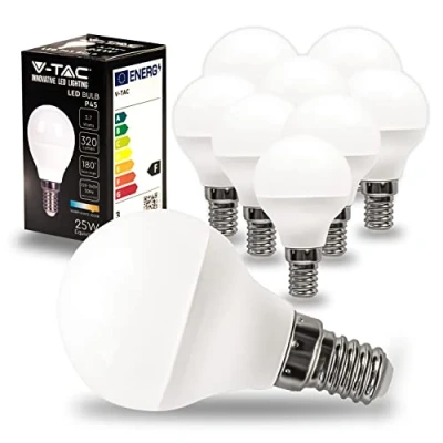 Image de V TAC 10x Ampoules LED culot E14 3,7W (équivalent 25W) P45 320 Lumen 3000K Blanc Chaud Ouverture du faisceau lumineux 180 Ampoule Efficacité Maximale et Économie d&#039;Énergie