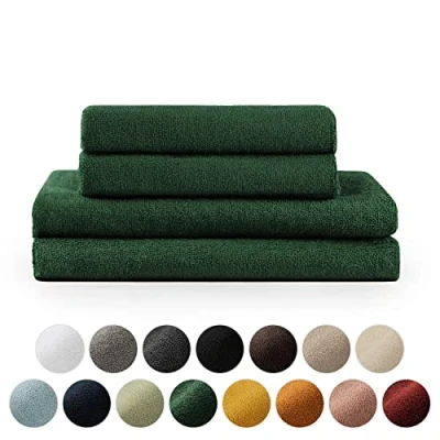Image de Blumtal Lot Serviette De Toilette 2 Serviettes Bain 70x140 Essuie Mains 50x100 Doux Et Absorbant 100% Coton Certifié Oeko TEX® Vert foncé