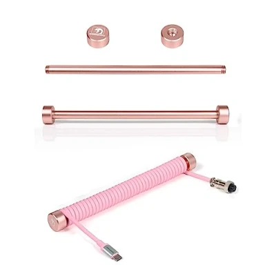 Image de MAMBASNAKE Custom Coiled Aviator Cable Fixed Rod Enrouleur de Câble Enroulé en Métal Aluminium CNC Barre Poids d&#039;aviateur Poteau Gestion Clavier Or Rose