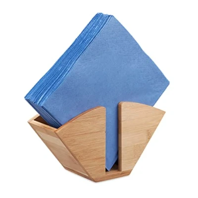 Image de Relaxdays Porte serviettes de table en bois filtre à café recette ou pense bête bambou HxlxP: 11 x 20 7,5 cm, nature
