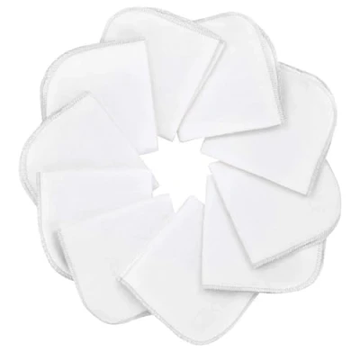 Image de Mias 10 gants de toilette bébé en flanelle molletonné, blancs, coton, non toxiques/lingettes pour bébés/mouchoirs/serviettes tout usage avec 2 ans garantie