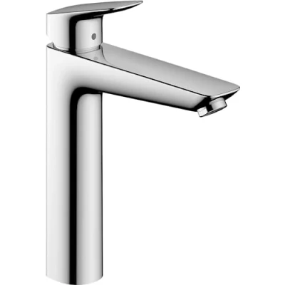 Image de hansgrohe Logis Mitigeur de lavabo sans tirette ni vidage, Robinet salle bain avec hauteur sous bec 195 mm, économie d&#039;eau (EcoSmart), Chromé, 71091000