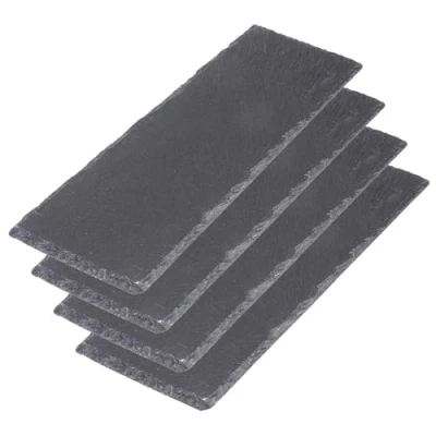 Image de Westmark 4 Schieferplatten, Servier Set, 30 x 10 cm, fett &amp; wasserabweisend, kreidbar rustikale hygienisch Servierplatte Ideal für Fingerfood, Käse, Vorspeisen, Desserts und mehr (Anthrazit)