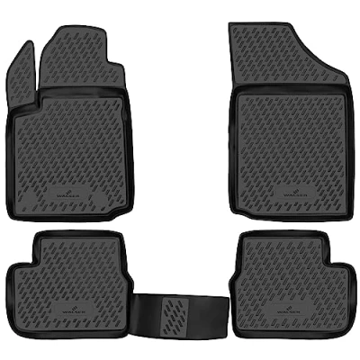 Image de WALSER XTR 75257 Ensemble de tapis sol étanche Caoutchouc avant et arrière noir Sur mesure