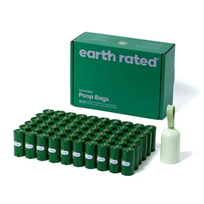 Image de Earth Rated Porte sacs à déjections canines avec canines, durables et garantis étanches, parfumés la lavande, 1 distributeur 900