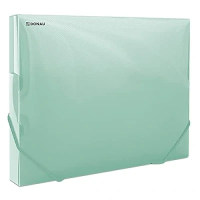 Image de DONAU 8545002PL 06 Boîte à documents avec élastique en plastique 700 μm Vert transparent Pour format A4 Largeur du dos 30 mm Ailes latérales pliables bureau et école