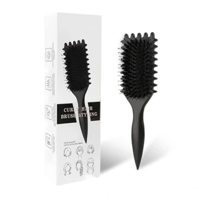 Image de Curl Brush, brosse de coiffage pour définir les boucles, à cheveux peigner et façonner boucles réduire l&#039;étanchéité améliorer unisexe (Noir)