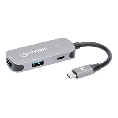 Image de Manhattan Convertisseur d&#039;accueil USB C vers HDMI 3 en 1 avec Alimentation électrique