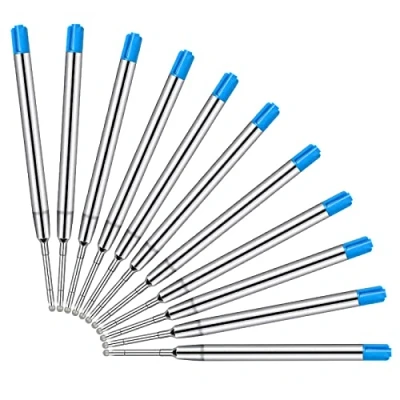 Image de Vesaneae 10 x Recharge Stylo Bille, Trait Moyenne Recharges Universelles, de Stylo, Pointe 1.0MM (Bleu)