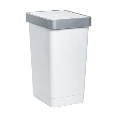 Image de Tatay Poubelle de Cuisine Smart, Capacité 25L, Couvercle Basculant, Polypropylène, Sans BPA, Sac 30L. Blanc. Dimension 26 x 34 47cm