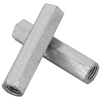 Image de Hyuduo 2Pcs M10 * 60 acier Zingué Long Écrou Hexagonal Connecteurs de Goujonnage D&#039;accouplement Tige Vis Colonne