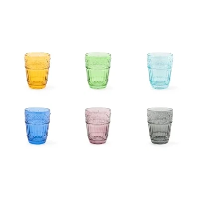 Image de Excelsa Country Flower Lot de 6 verres à eau, verre coloré en pâte, capacité 300 ml.