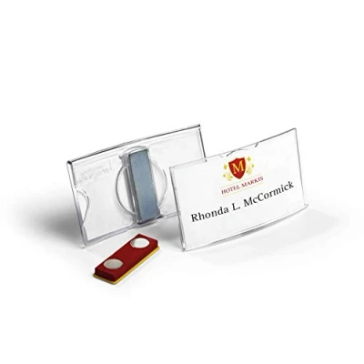 Image de Durable 812319 Boite de 25 Porte badges convexes avec Aimant 40 x 75 mm