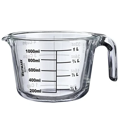 Image de Westmark 30632260 Carafe doseuse 1 l Passe au four, micro ondes, congélateur, verre borosilicate Transparent/noir
