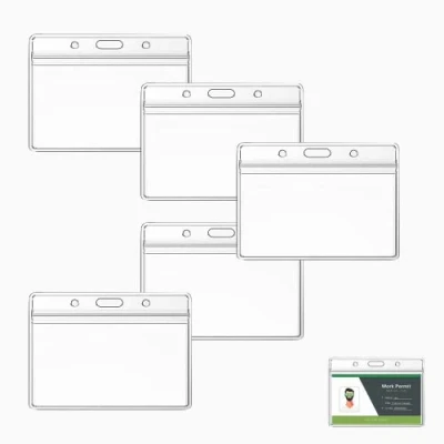 Image de CCLKHY 5 Pcs Porte Carte Transparent, Badge Transparent Plastique, Imperméable à l&#039;eau des Badges, Étui pour Cartes d&#039;identité, d&#039;étudiants, de Visite, Bus, Exposition