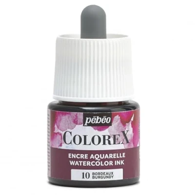 Image de Pébéo Encre Colorex 45 ML Bordeaux Aquarelle rouge Rendu Velouté Dessin Multi outil Tous Supports