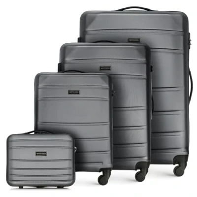 Image de WITTCHEN Valise de Voyage Bagage à Main Cabine Rigide en ABS avec 4 roulettes pivotantes Serrure Combinaison Poignée télescopique Globe Line Set Valises Gris