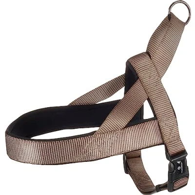 Image de Flamingo Harnais Norvegien Taupe pour Chien Anti Traction Réfléchissant et Réglable intérieur Doux Un Confort Maximum Nylon Facile à Utiliser A:40cm B:40 50cm