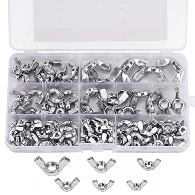 Image de Belle Vous Assortiment Ecrou Papillon à Ailettes (100 Pièces) Tailles M3, M4, M5, M6, M8 et M10 Vis de Fixation en Acier Inoxydable 304 Ecrous Argentés pour le Bricolage