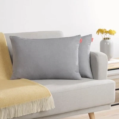 Image de Blumtal Lot de 2 Housses Coussins 40x60 Gris en Chenille douillettes avec Fermeture éclair cachée, certifiée Oekotex, pour décoration et canapé