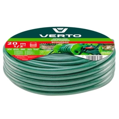 Image de VERTO Tuyau d&#039;arrosage flexible 1/2&quot;, 20 m, 3 couches, résistant aux UV, avec intérieur anti algues, pression d&#039;éclatement bar, vert