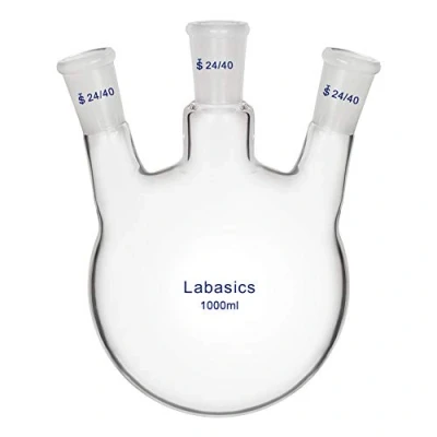 Image de Labasics 1000ml RBF Fond Rond Ballon Laboratoire en Verre à 3 cou, Neck Round Bottom Flask avec Joint Extérieur Standard 24/40