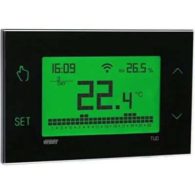 Image de Vemer Tuo Thermostat mural Wi Fi hebdomadaire avec application iOS et Android, Noir, 1