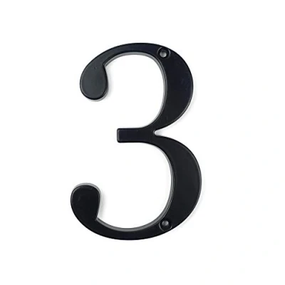 Image de HASWARE Plaque de numéro maison 4 pouces (10 cm) Numéros porte modernes signalisation d&#039;adresse la en alliage zinc (3, Noir)