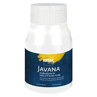Image de Kreul 91553 Peinture pour tissu Javana tissus clairs et foncés, flacon de 500 ml blanc, caractère pâteux, tamponner pochoiriser, résistant au lavage après fixation