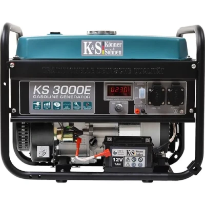 Image de Groupe électrogène à essence KS 3000E d&#039;une puissance maximale de 3000 W, 2x16A Schuko (230 V), moteur EURO V, démarrage manuel/électrique, (AVR), affichage LED, enroulement 100% cuivre.