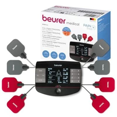 Image de Beurer EM 89 Électrostimulateur TENS, EMS numérique avec fonction chauffante, 4 en 1 pour le traitement de la douleur, stimulation musculaire