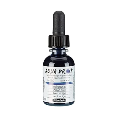 Image de Schmincke AQUA DROP, aquarelle liquide à base de pigments, bleu indigo en flacon pipette 30 ml, 24460034, pour la peinture aquarelle, calligraphie, le lettrage main, l&#039;aérographie