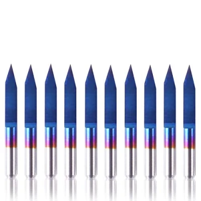 Image de SainSmart Genmitsu 10Pcs Mèches à graver Nano Blue Coat, 30 degrés 0.1mm Pointe 1/8&quot; Tige Conique V Bit