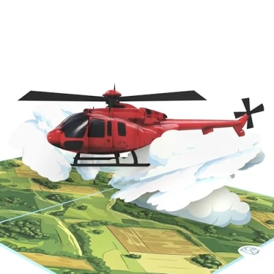 Image de MOKIO® carte Pop Up hélicoptère de vœux 3D pour un vol en hélicoptère, comme d&#039;anniversaire ou bon voyage