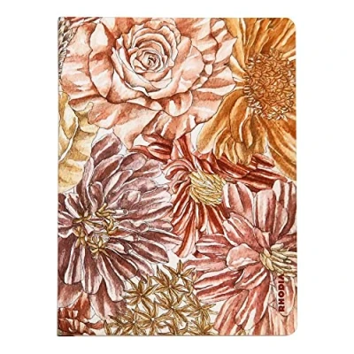 Image de RHODIA 120032C Carnet à Reliure Intégrale Cachée Bouquet fleuri A5 14,8 x 21 cm Ligné 120 p Papier ivoire 90 g/m² Couverture soft touch Collection Orange botanique