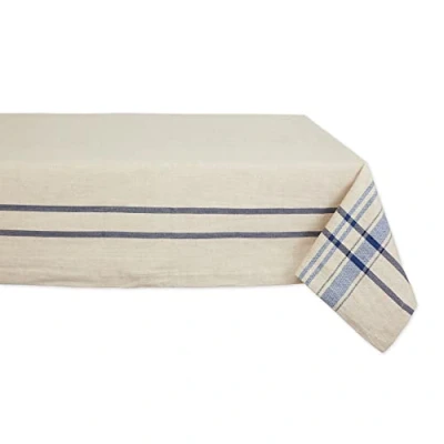 Image de DII Nappe de Table à Rayures françaises Style Ferme, 152,4 x 213,4 cm, Taupe/Bleu
