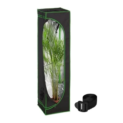 Image de Relaxdays Chambre de Culture, Tente d&#039; élevage Plantes, Plastique reflexif, assombri, dans Diff. Tailles, Noir/Vert