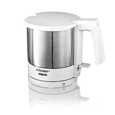 Image de Cloer 4721 Bouilloire Elèctronique, Protection contre la surchauffe et marche à vide, 1 litre, 2000 W, boîtier en acier inoxydable mat avec des éléments blancs